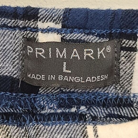 Primark Men's Blue Plaid Cotton Pajama Pants L - Picture 7 of 11